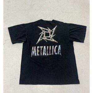 VTG 90s Metallica Ninja Star T Shirt Giant XL Load Reload Band Tee Black Rock 90